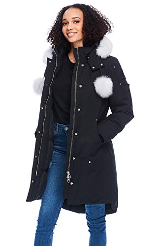 Moose Knuckles Women's Stirling Down Parka/ Winter Jacket With Genuine Fox Fur Trim, Black/Natural Fur, Small #TOP3