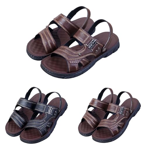 Men's Leather Sport Sandal Open Toe Beach Sandals Leather Casual Slides Elastic Summer Beach Slippers Sandals for Men2