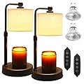 2 Pack Candle Warmer Lamp with Timer - Dimmable & Height Adjustable, Flame-Free Wax Warmer for Safe Use with Jar Candles - Home Decor Gift for Women, Mom, Wife (Bedroom or Office)