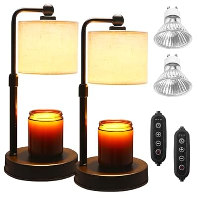 2 Pack Candle Warmer Lamp with Timer - Dimmable & Height Adjustable, Flame-Free Wax Warmer for Safe Use with Jar Candles - Home Decor Gift for Women, Mom, Wife (Bedroom or Office)