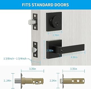 Front Door Lock Set,Keyed Alike Heavy Duty Exterior Door Lock Set,Entry Door Handle and Single Cylinder Deadbolt Combo for Office and Home Security, Reversible for Right and Left Side, 2 Pack
