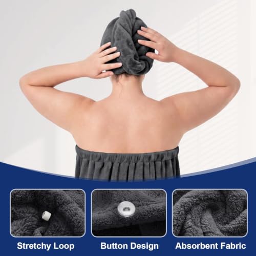 Oversized Ruffle Bath Towel Wrap for Women with Plus Size Hair Towel Set by H HomeZzz - Used condition - Image 5