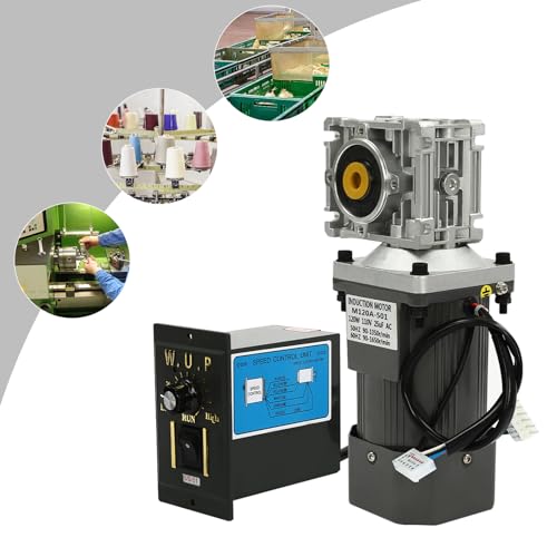 Electric Gear Motor 120W 60HZ 90-1650r/min/50Hz 90-1350r/min 80K Worm Gear Reducer Gearbox High Torque with Adjustable Speed Reversing Function&Self-Locking Function