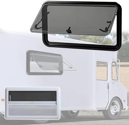 Aluminum RV Window 550x450mm - Push Out Vent with Screen & Support Rod, Perfect Emergency Escape Replacement for Trailer, Caravan, Motorhome & Cargo Van