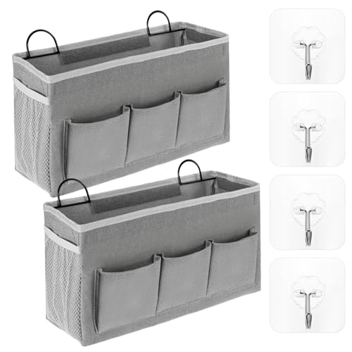 Xthrotsenk 2 Packs Large Wall Hanging Organizer Bag 3 Pockets Hanging Baskets for Organizing Large Wall Hanging Storage Bag for Living Room Bedroom Bathroom Kitchen Office with 4 Hooks