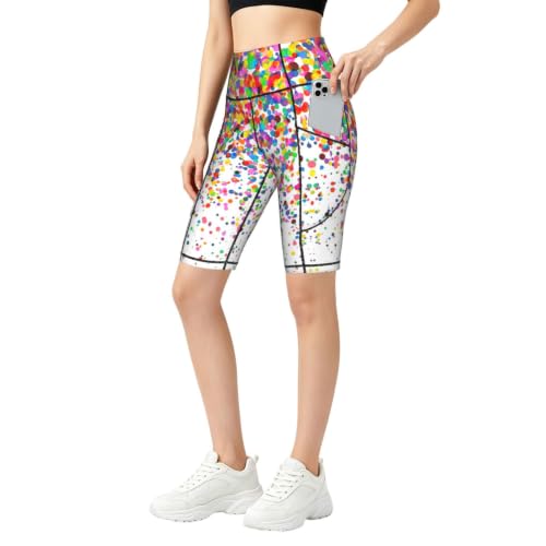 Short de sport taille haute femme avec poches pour running et yoga