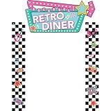 Peryiter 3 Pcs 50's Retro Diner Banner Back to 50's Theme Party Decorations Rock and Roll Banner Birthday Backdrop Diner Classic 1950s Soda Shop with Double-sided Tape(Rock Party)