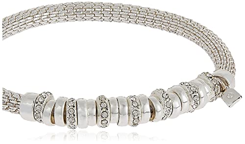 Nine West Women's Silvertone And Crystal Bracelet Rondel Stretch #TOP1