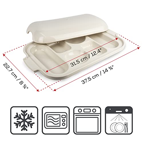 Peugeot - Appolia Bread Sampler - Baking Tray And Basket For 6 Mini Loaves And Baguettes - Ceramic Pan With Handles And Lid - Ecru, 14.5 Inches #TOP4