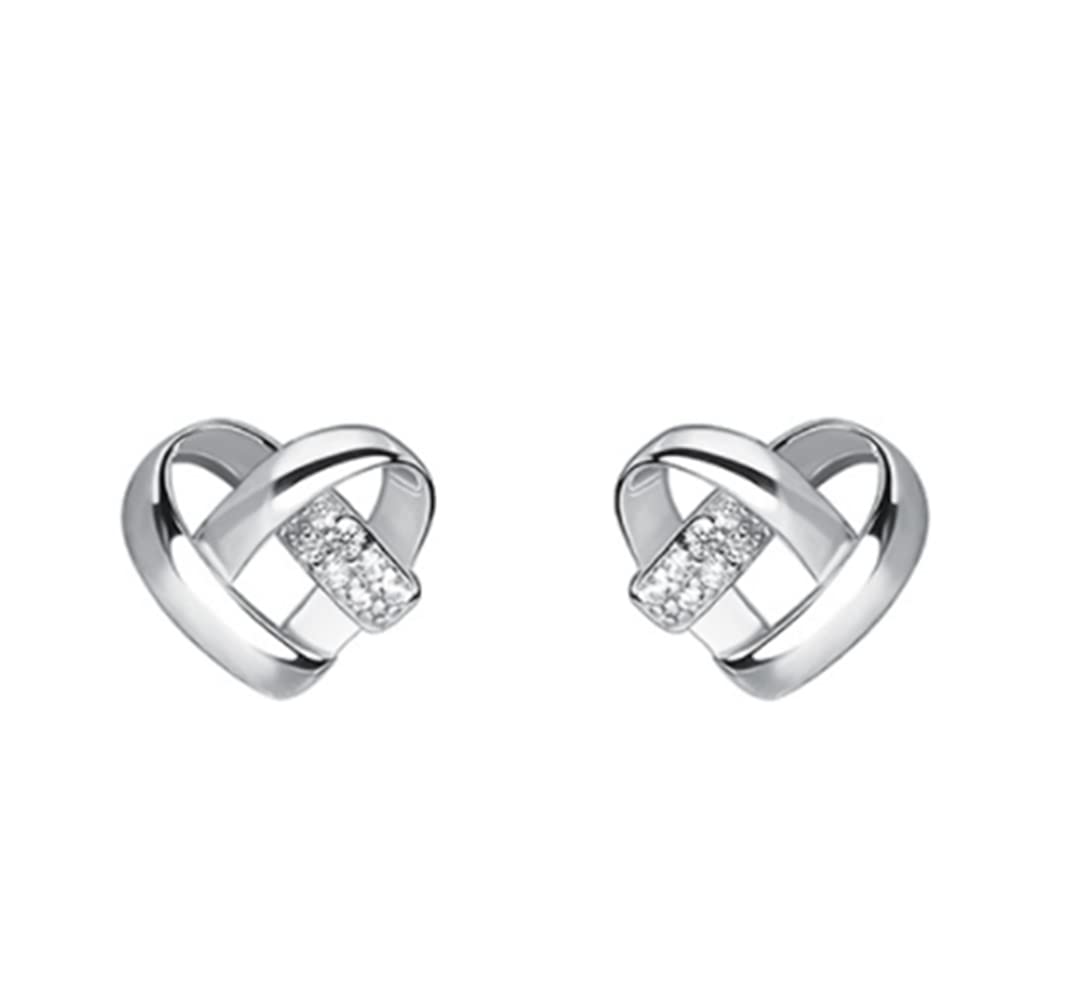 EVELYN Pendientes de corazón de mujer de plata de ley 925 con cristal austríaco y zirconia