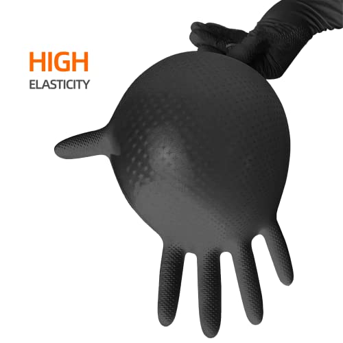 Anboson Black Nitrile Gloves Large,8 Mil Gloves 100 Count,Diamond Texture Gloves,Latex Free, Powder-Free,Mechanic Gloves For Industrial (Black Of 100, Large) #TOP3