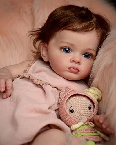 iCradleNewborn Baby Dolls Girl,23 Inch 58cm Weighted Body Baby Doll Realistic Reborn Baby Handmade Doll with Curly Hair Best Gift for Birthday