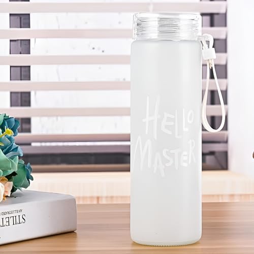 Image of 400 ml Each Glass Water Bottle, with Leak-Proof Airtight Plastic Lid for Water, Smoothie, Juices - Reusable Glass Food Grade Airtight Travel Drinking Fridge Bottles Office Bottle (White 1)