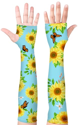 Image of Bebila Gardening Sleeves for Women Farm UV Sun Protection Anti-Scratch Cooling Sleeves with Thumb Hole Arms Cover Outdoors
