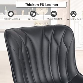 Kidol & Shellder Bar Stools Set of 2 Swivel Barstools Faux Leather Adjustable Soft Cushion Wing Back Counter Stools, Black, 3-5 Mins to Assemble, Loads 300lbs