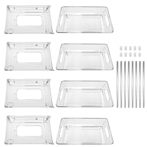 2 Pack Organizador Transparente de Plástico Bajo Fregadero de Doble Nivel con Cajones Deslizantes, Estante Removible con Bandeja, Asa y Pies Antideslizantes para Cocina, Baño y Gabinete miniatura 1