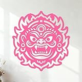 Stickers artistiques en vinyle une icône de style solide du symbole protecteur de Mahakala 67.2x70.1cm Culture du tatouage Rose