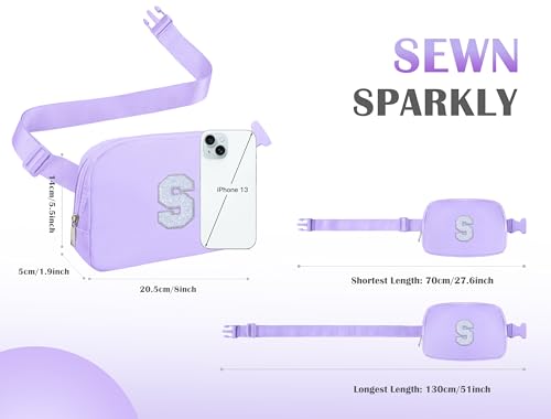 Image of COSHAYSOO Lavender Belt Bag Crossbody Initial Fanny Waist Pack Small Monogrammed Birthday Easter Gift for Preteen Tween Teenage Girls Age 8-10 Traveling Stuff Preppy Girly Things Letter S