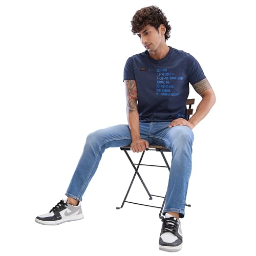 Image of Spykar Men's Comfort Fit Round Neck Half Sleeve Solid Casual T-Shirt