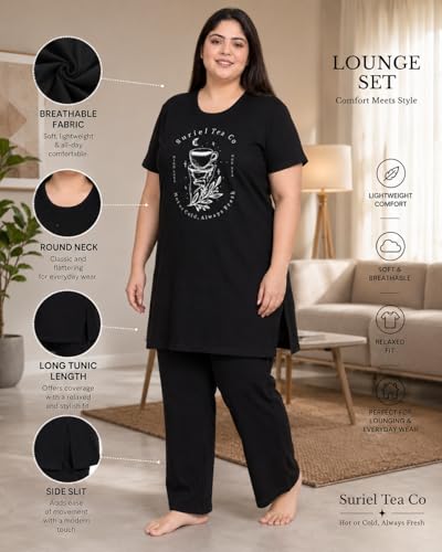 Image of In Love Women's Printed Cotton Plus Size Longline T-Shirt with Pockets | Cotton fabric - soft longline T-shirt with easy plus-size fit