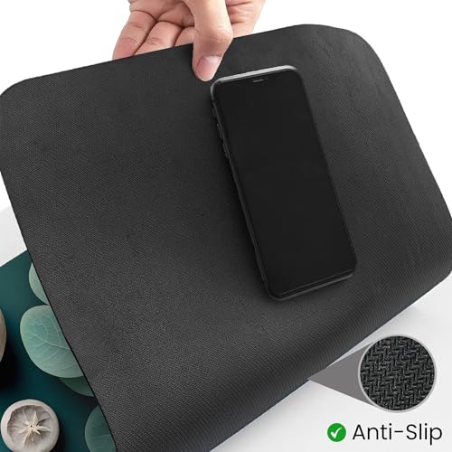 Yellow Weaves 2 Pcs 3D Patterned Anti Slip Water Soaking Floor Mat, Water Absorbent Non Slip Bath Mat, Quick Dry Mat for Bathroom, Door Mat for Home, Kitchen, Office (Green Leaf)