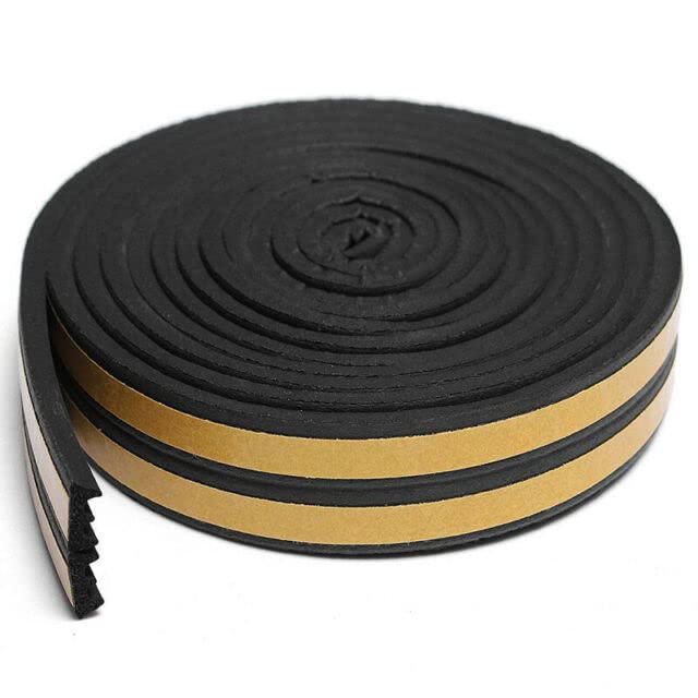 GWUK Glow Premium Door & Window Seal – E-Type Black Draft Excluder Foam Strip Self Adhesive for Winter Wind Proof Insulation - Prevent Draughts Dust Insects Sound Rain – 4 x 2.5M Strips 9mm x 4mm