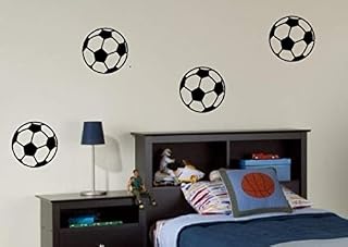 CCG 4 x Footballs - Wall Art Decal Sticker boy's bedroom hall living room FREE P&P