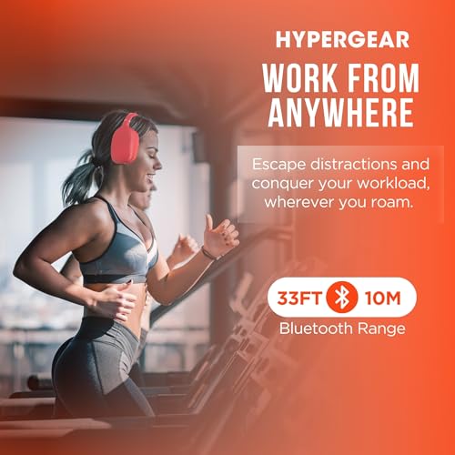 Image of HyperGear Over-Ear Headphones - Wireless Bluetooth Headphones with Noise Isolation, Built-in Mic, Soft Memory Foam Cups for All-Day Comfort, Red