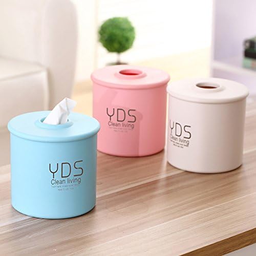 Brussels08 Cylindrical Round Plastic Tissue Box Toilet Paper Holder Case Tissue Roll Dispenser Storage Case for Home Car Bathroom Blue