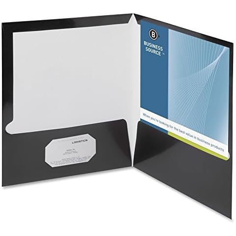 Business Source 2-Pkt Report Covers with Bus Card Holder, Black (44425) Cover