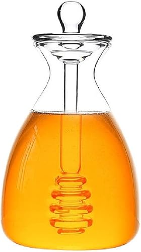 ikasus Tarros de miel con decoración de tapa y cristal transparente, tarro de vidrio grande, dispensador de miel, recipientes de miel para tienda,