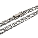 [silver KYASYA]ステンレス チェーンネックレス フィガロチェーン ゴールド シルバー 18KGP シンプル 金属アレルギー対応(シルバー、幅5.3mm、45cm)
