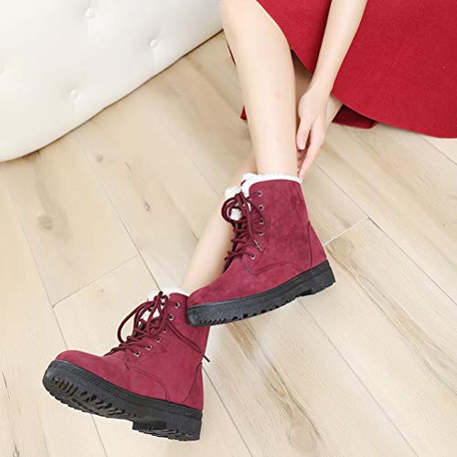 Dadawen Women's Suede Waterproof Lace Up Winter High Top Snow Boots Red Us Size 5.5 #TOP1
