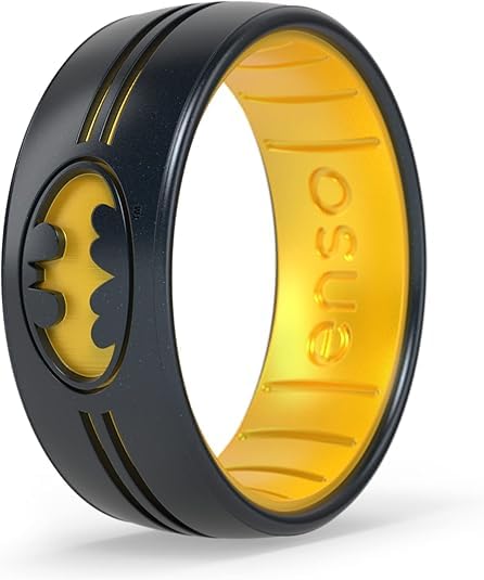 Enso Rings DC Comics Collection - Etched Silicone Ring - Comfortable, Breathable, and Safe - Batman, Superman, The Flash, and Wonder Woman