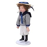 Mini modelo de cerámica para persona, 1/12 muñecas de casa de muñecas, sombrero de paja, forma de niño, cerámica, muestra interés estilístico con soporte para más de 3 años de edad para decoración de
