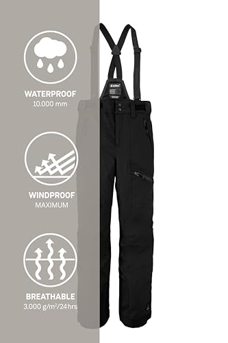 killtec Jungen Skihose mit abzippbarem Latz und Kantenschutz Boys Skihose 242, schwarz, 176, 43401-000