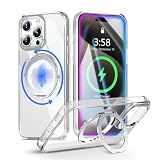 MINIKA いPhone15 Pro Max ケース Magsafe 対応 360度回転 スタンド付き 多機能 スマホケース iPhone 15 Pro Max 用 ケース クリア 米軍MIL規格 耐衝撃 黄変防止 指紋防止 マグセーフ リング マグネット搭載 ワイヤレス充電 アイフォン15 プロマックス あいふぉん15 ProMax スマホ カバー （クリア）