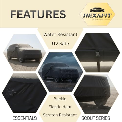 Image of Scout Series Car Cover for Tata Nexon (2017-2026), 210D Matty Fabric, Grey, Waterproof, UV Protection, Custom Snug Fit, SUV Body (Scout, Nexon)