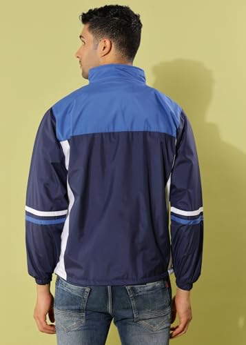 Image of Dollar Men's Polyester Colourblock Windcheater Jacket With Zipper Pockets