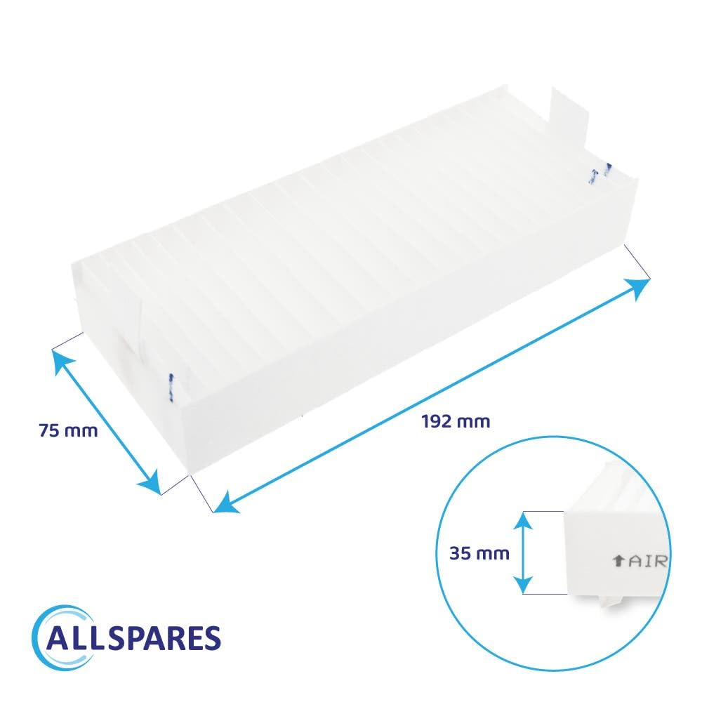 AllSpares Lot de 4 filtres acoustiques pour hottes aspirantes Bosch Siemens 17004801 / HEZ9VEDU0, Neff Z811DU0 et Gaggenau CA084010 (192 x 75 x 35 mm)