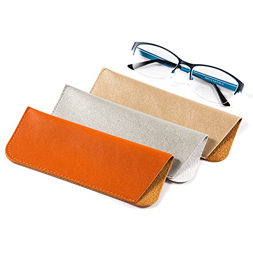 Image of TRIUMPH VISION 3 Pack Reading Glasses Pouch Soft Case Eyeglass Sleeve Slim | Alternative to Bulky Case in bag, Lightweight Lined Padded Protect Optical lens Slip in, Cute Pattern Portable for Daily Use