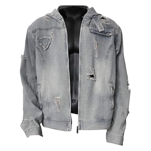 Veste en jean à capuche DGKaxiyaHM pour les sorties urbaines décontractées