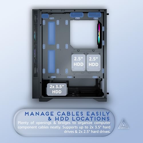 Carcasa para PC para juegos Apevia Eclipse Mid Tower con 5 ventiladores ARGB 8