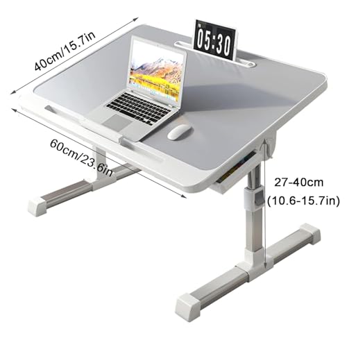 Image of Yorten Laptop Desk for Bed, Adjustable Beds Table with USB Charge Port Foldable Lap top Table with Storage Drawer, Portable Laptops Bed Desk Tray for Eating Working Writing Reading