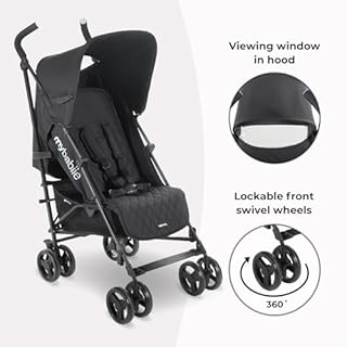 My Babiie MB01 Stroller - from Birth to 4 Years (22kg), Lightweight & Compact Umbrella Fold, Travel Buggy for Toddlers - Black