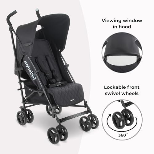 My Babiie MB01 Stroller - from Birth to 4 Years (22kg), Lightweight & Compact Umbrella Fold, Travel Buggy for Toddlers - Black - Image 5