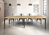 ✅tavolo consolle allungabile in metallo nero con piano in legno naturale con 5 prolunghe da 50 cm Dimensioni: cm 90 x 50/100/150/200/250/300 x 75 h