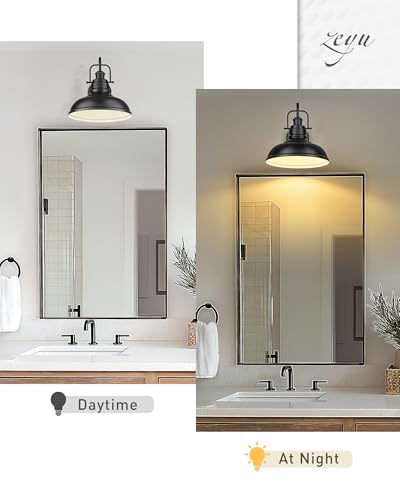 Image of zeyu 2 Pack Barn Sconce Wall Lighting, Vintage Wall Mount Light Fixture, Indoor Wall Sconce Lighting in Matte Black Finish, 016-1B-2PK BK