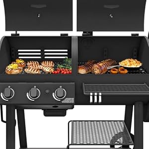 Oklahoma joes canyon charcoal and propane gas combination smoker and grill black steel 24203004  urban country home decor