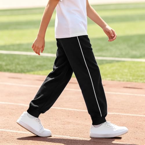 Boys Athletic Pants Casual Side Stripe Elastic Waist Cotton Sweatpants - image 6
